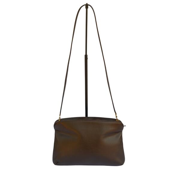 Vintage SAKS FIFTH AVENUE Brown Leather Shoulder Bag Purse Handbag Clutch - Picture 2 of 9